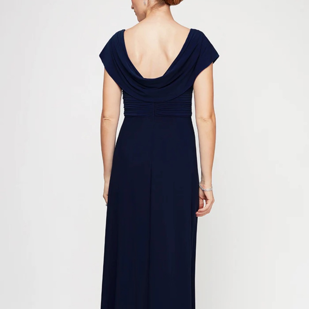 Alex Evenings Navy Maxi Dress with Embellished Waist - Picture 2 of 3